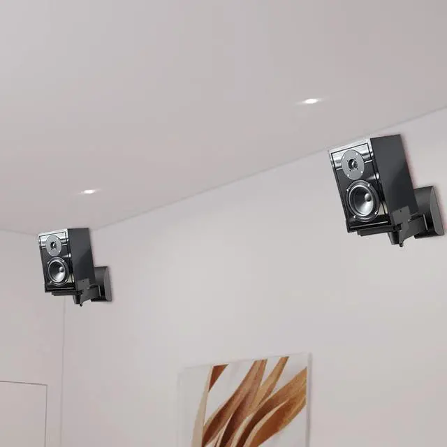 Alt view image 6 of 6 - Speaker Wall Mounts, Dual Speaker Stands for Surround Sound Speakers, Universal Speaker Bracket, Tilt Swivel Speaker Shelves Up to 55lbs Black - 2 Pack