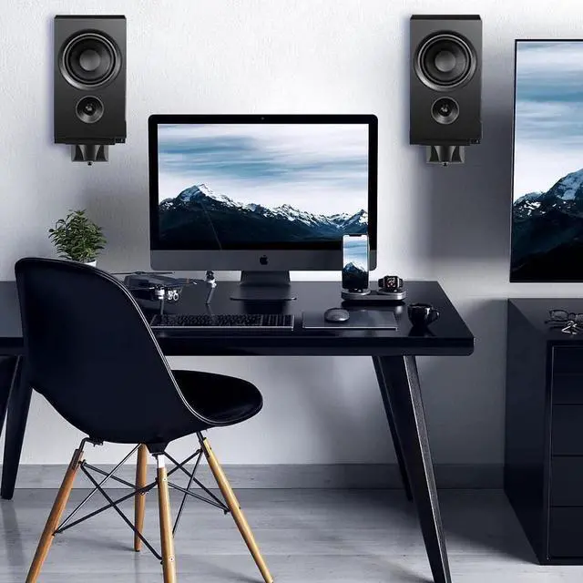 Alt view image 5 of 6 - Speaker Wall Mounts, Dual Speaker Stands for Surround Sound Speakers, Universal Speaker Bracket, Tilt Swivel Speaker Shelves Up to 55lbs Black - 2 Pack