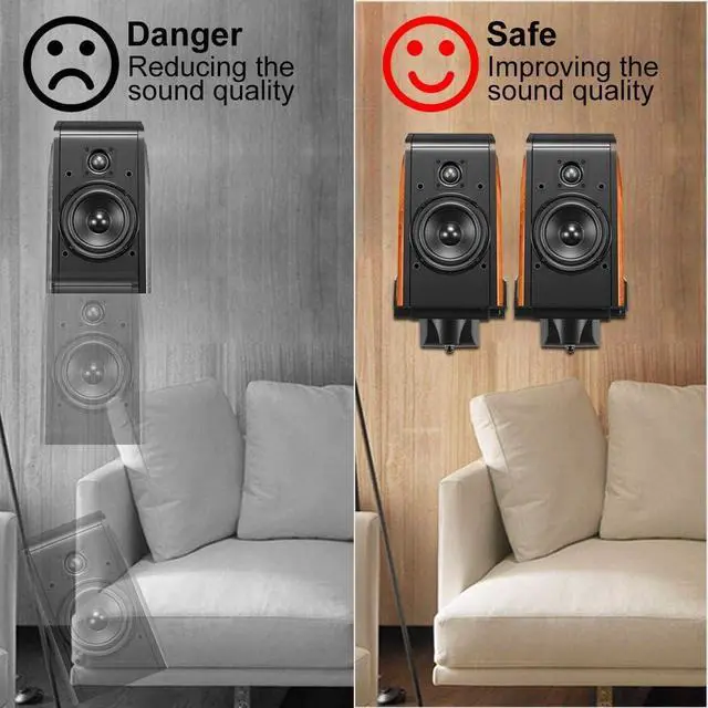 Alt view image 5 of 5 - Dual Side Clamping Bookshelf Speaker Wall Mounting Bracket for Large Surrounding Sound Speakers, Hold up to 66lbs Black