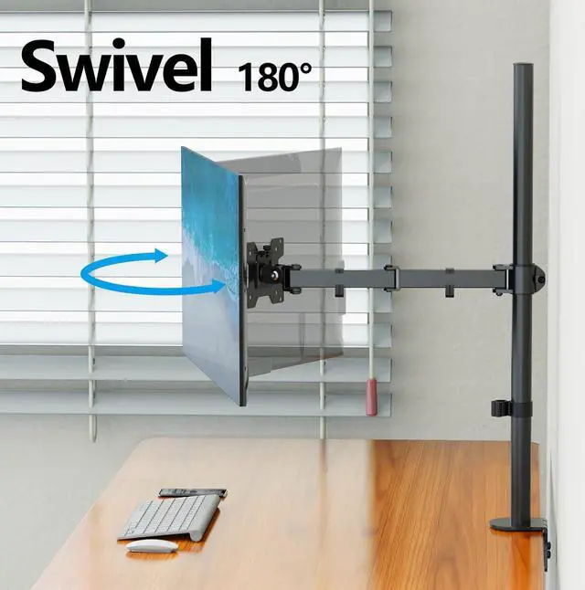 Alt view image 6 of 7 - Tall Monitor Mount, Single Monitor Arm for 13-32 Inch Computer Screen, up to 17.6lbs, Height Adjustable Monitor Desk Mount with Tilt, Swivel, Rotation, Monitor Stand with Clamp/Grommet Base