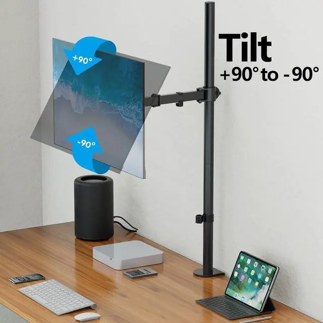 Alt view image 5 of 7 - Tall Monitor Mount, Single Monitor Arm for 13-32 Inch Computer Screen, up to 17.6lbs, Height Adjustable Monitor Desk Mount with Tilt, Swivel, Rotation, Monitor Stand with Clamp/Grommet Base