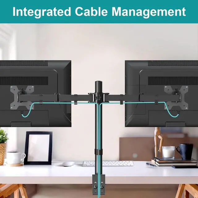 Alt view image 6 of 7 - Dual Monitor Mount Fits 13-32 Inch/17.6lbs LCD Screen, Computer Monitor Desk Mount, Articulating Monitor Arm, Height Adjustable Monitor Stand for 2 Monitors, VESA Mount 75x75/100x100mm