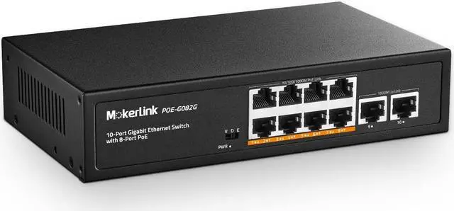 Main image of 10 Port Gigabit PoE Switch, 8 GE PoE+, 2 GE Uplink, 10/100/1000Mbps, 120W 802.3af/at PoE, Fanless Plug & Play Ethernet Switch