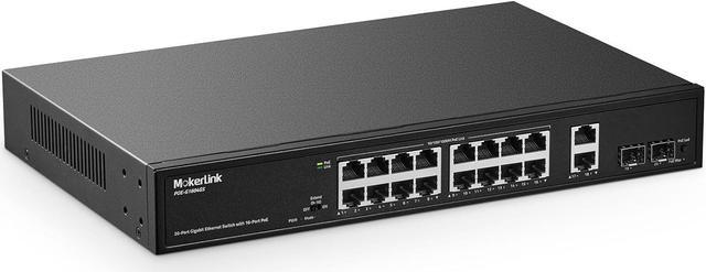 YuanLey 18 Port PoE Switch, 16 PoE+ Port 100Mbps, 2 Uplink Gigabit, 250W shops