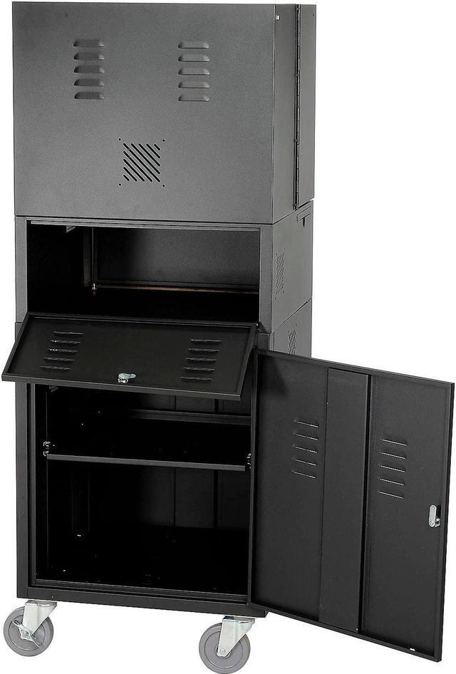 Alt view image 3 of 7 - Global Industrial Mobile Fold-Out Computer Security Cabinet, Unassembled, Black, 24-1/2"W x 22-1/2"D x 61-1/2"H