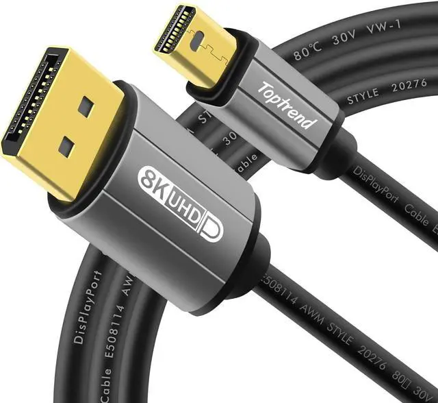Main image of Mini Displayport Cable 6FT, 8K DP [Display Port] Cable 1.4 Supports to 8K 60Hz,4K 144Hz,1080p 240Hz,HBR3,32.4Gbps,HDR,HDCP 2.2,G-sync and Freesync on The Gaming Monitor,HDTV,Laptop,etc