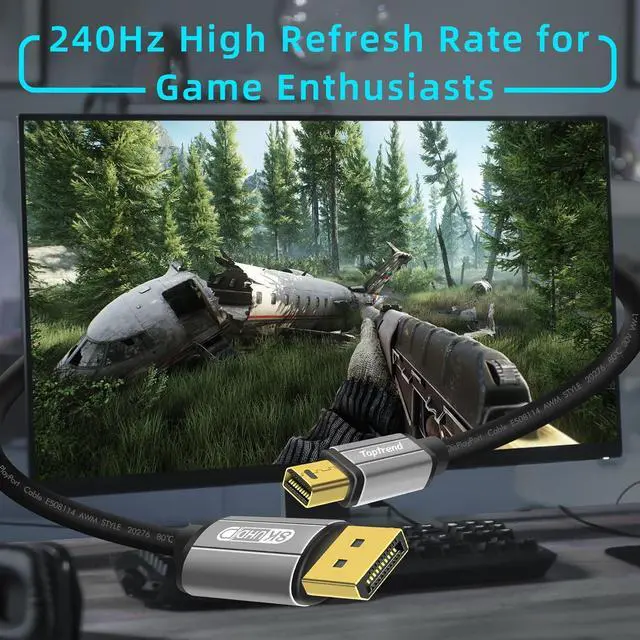 Alt view image 4 of 7 - Mini Displayport Cable 6FT, 8K DP [Display Port] Cable 1.4 Supports to 8K 60Hz,4K 144Hz,1080p 240Hz,HBR3,32.4Gbps,HDR,HDCP 2.2,G-sync and Freesync on The Gaming Monitor,HDTV,Laptop,etc