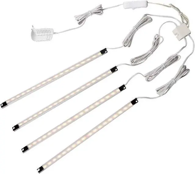 Main image of Under Cabinet Lighting Bookshelf Light Bar - UL-Listed - Low Profile - Energy Saving - Cool to Touch - Soft Warm 4-Piece - White