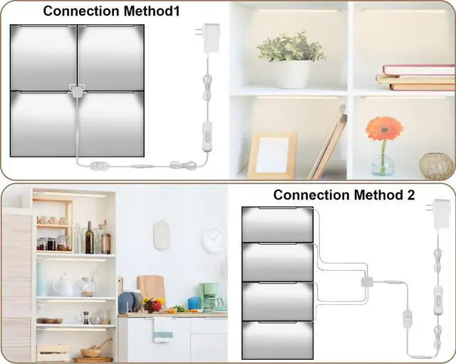 Alt view image 7 of 7 - V-Shape Under Cabinet Lighting Kit - 4pcs Sleeker 12" Dimmable LED Light Bars for Showcase Shelf Seamless Illumination - 1200lm, 12W - Pure White (6000K)