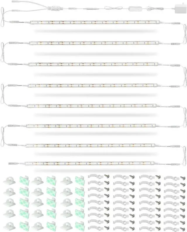 Main image of Cabinet Lighting, (8) Linkable 12-Inch Flexible LED Light Strips Kit, 20W 2000lm Daylight White, Durable LED Lights for Bookcases, Cabinets, Pantries, Showcase, Closet (Warm White)