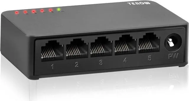 Main image of Ethernet Switch,5 Port Gigabit Unmanaged Network Switch, Portable Switch | Plug & Play | Fanless Housing, Black