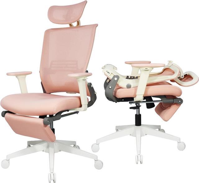 Foldable Ergonomic Office Chair with Footrest High Back Computer Chair with 2D Headrest Mesh Back Sponge Seat Adjustable Lumbar Support 2D Armrest Home Office Desk Chair Pink Newegg