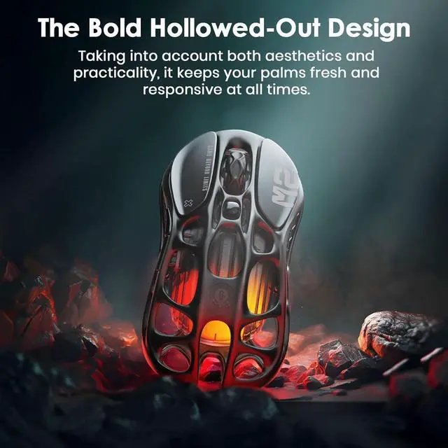 Alt view image 4 of 6 - GravaStar Mercury M2 Gaming Mouse -MMO Computer Gaming Mice with 26,000 DPI Optical Sensor -79g Lightweight Hollowed-Out Design -5 Programmable Buttons -5 Dynamic Lightsync RGB Modes -Stealth Black
