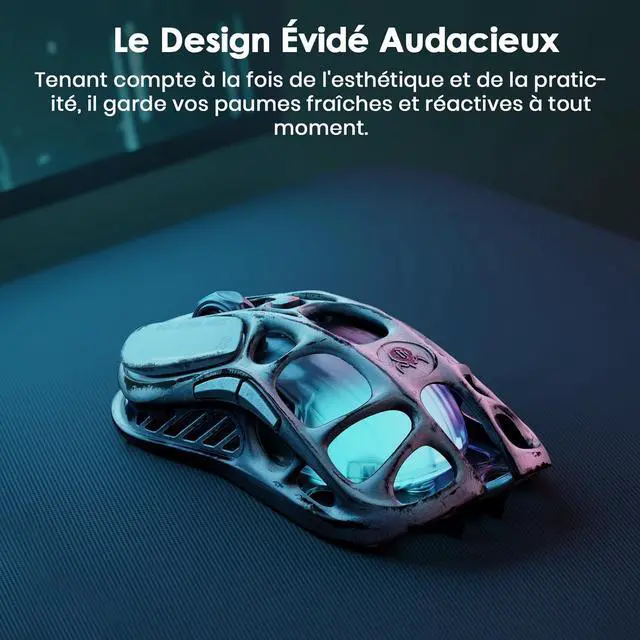 Alt view image 3 of 6 - GravaStar Mercury M1 Pro Gaming Mouse, MMO Computer Gaming Mice with 4K Receiver, 26,000 DPI, 88g Lightweight Hollowed-Out Design, 5 Programmable Buttons, 5 Dynamic Lightsync RGB Modes, Silver Mist