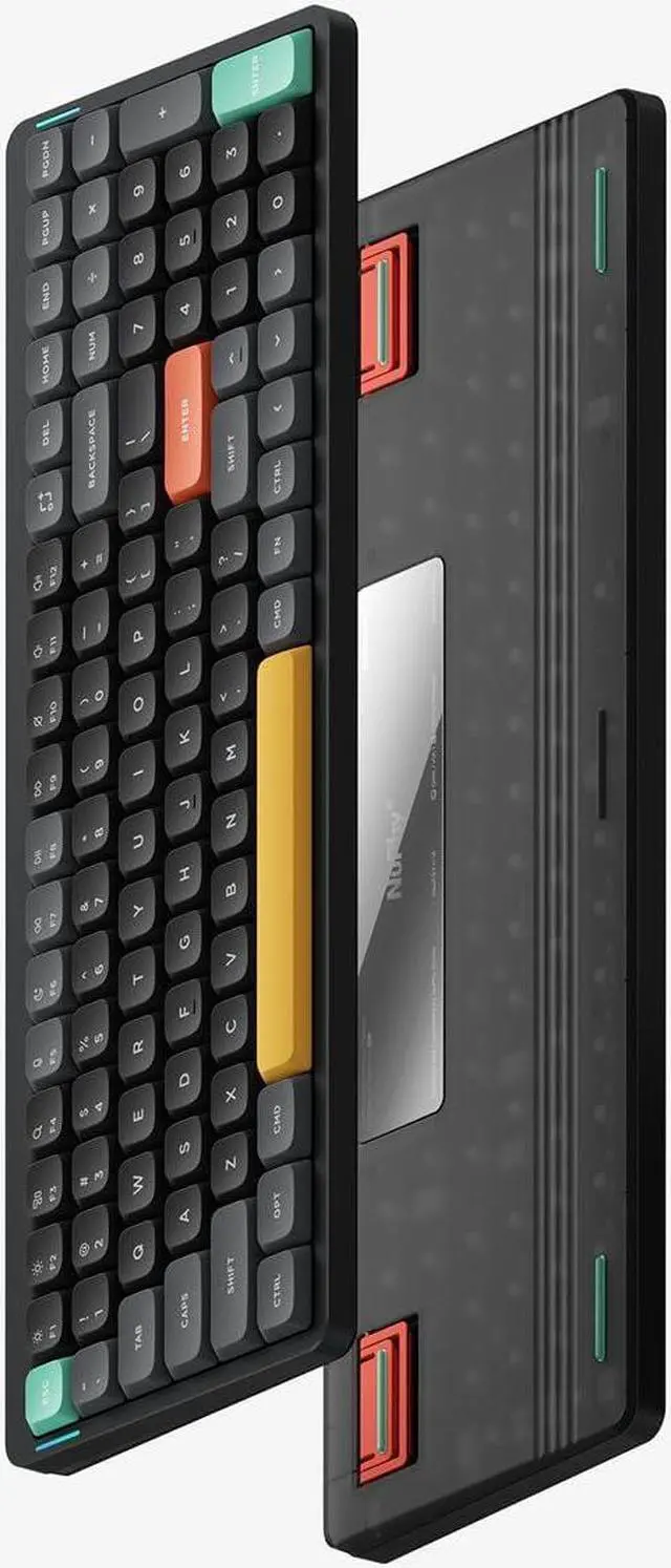 Alt view image 2 of 7 - NUPHY Air96 V2 Wireless Mechanical Keyboard,100 Keys RGB Backlit Keyboard,Supports Bluetooth 5.1,2.4G and Wired Connection,for PC/Laptop/Windows/Mac - Black Gateron Orange Switch