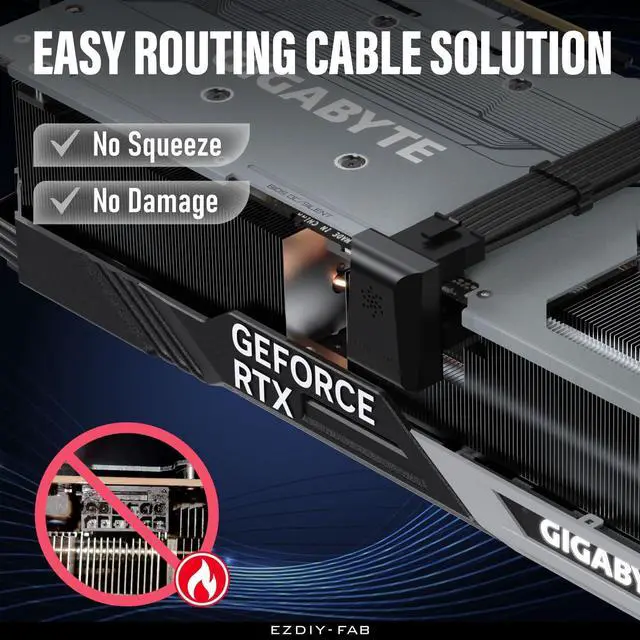 Alt view image 4 of 7 - EZDIY-FAB PCIe 5.0 12VHPWR GPU Power Bridge, 12+4 Pin Angle Connector Power Adapter, for RTX40' Series GPUs, Compatible with RTX4090, 4080, 4070ti - Black 180° RVS