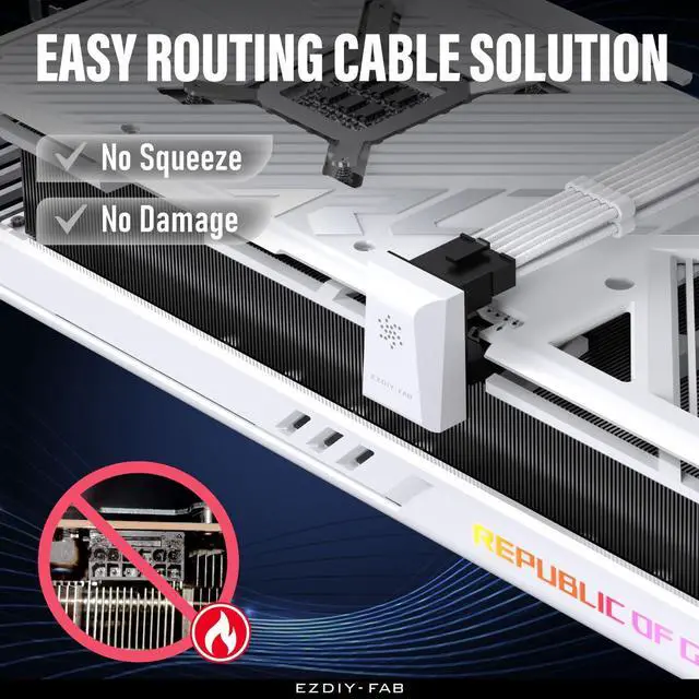 Alt view image 4 of 7 - EZDIY-FAB PCIe 5.0 12VHPWR GPU Power Bridge, 12+4 Pin Angle Connector Power Adapter, for RTX40' Series GPUs, Compatible with RTX4090, 4080, 4070ti - White 180° STD