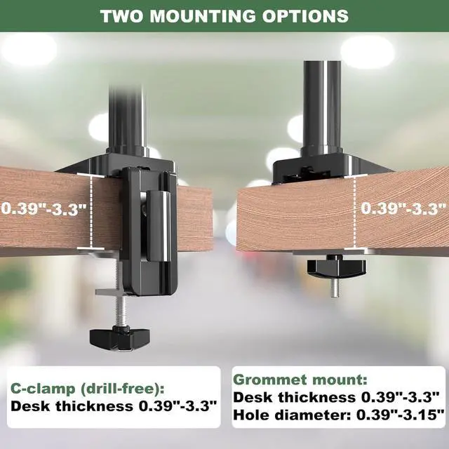 Alt view image 2 of 7 - Triple Monitor Mount, 3 Monitor Desk Stand for Three Flat/Curved Computer Screens Up to 27, Heavy Duty Gas Spring Monitor Arms Hold up to 17.6lbs Each, Fully Adjustable, VESA 75x75/100x100