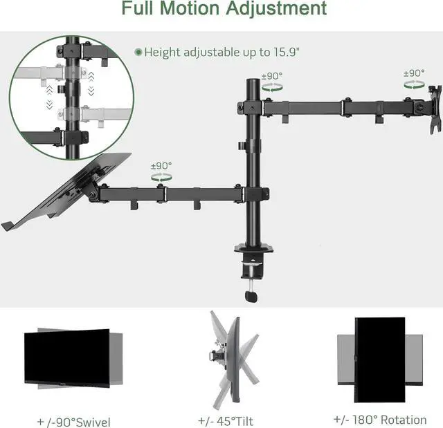 Alt view image 3 of 7 - Adjustable Laptop Stand, Ergonomic Design for 13-27 Inch Screens, Holds up to 17.6lbs