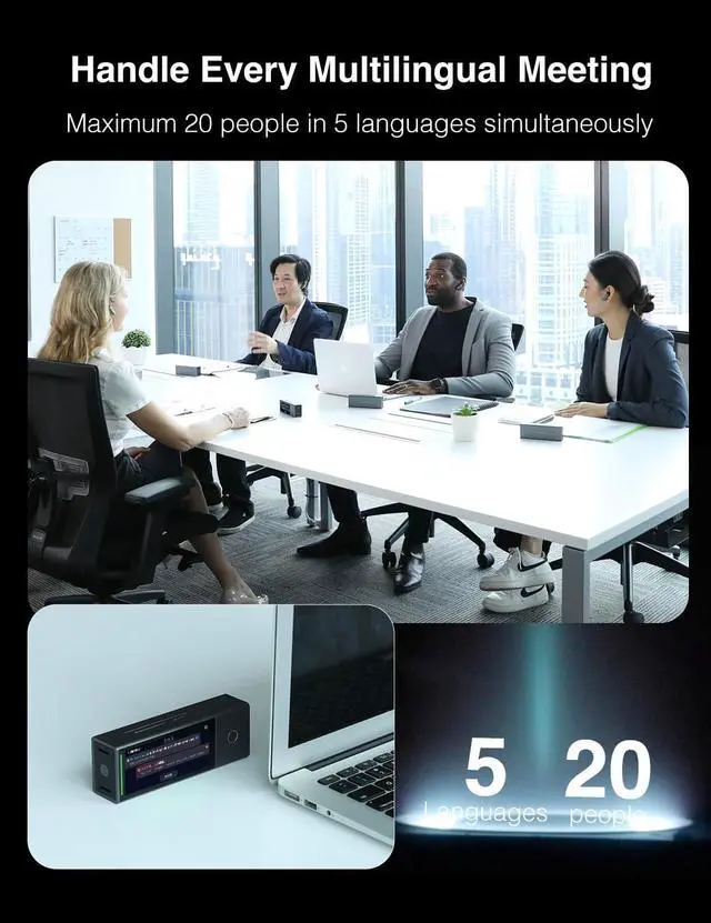 Alt view image 4 of 7 - Timekettle X1 AI Interpreter Hub, Standalone Entity, 40-Language Two-Way Translator Earbuds, Simultaneous Translator Device for 20-Person Multilingual Meetings, Ideal for Business and K-12 Education