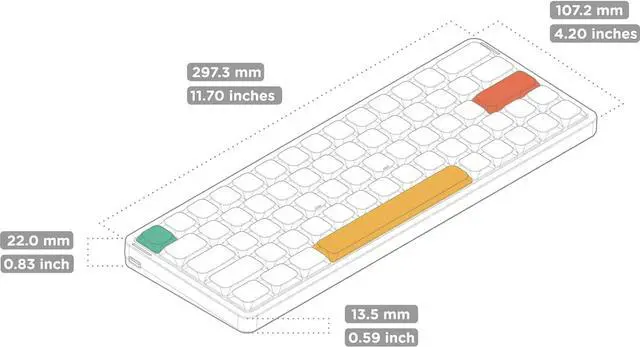 Alt view image 6 of 7 - NuPhy Air60 V2 Portable Wireless Keyboard 60% Low Profile Mechanical Keyboard Support QMK/VIA Compatible with Windows/mac OS/Linux Supports Bluetooth 5.1/2.4GHz/USB-C - Grey - Gateron Wisteria Switch