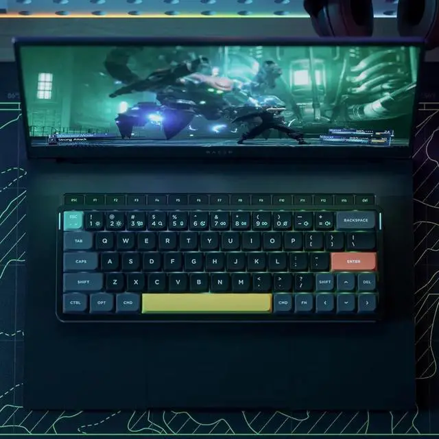 Alt view image 6 of 7 - NuPhy Air60 V2 Portable Wireless Keyboard 60% Low Profile Mechanical Keyboard Support QMK/VIA Compatible with Windows/mac OS/Linux Supports Bluetooth 5.1/2.4GHz/USB-C - Black - Gateron Orange Switch