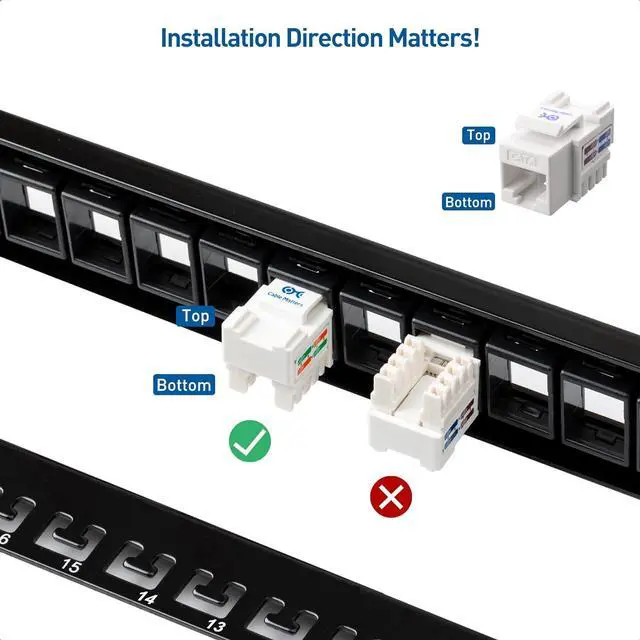 Alt view image 3 of 7 - Cable Matters Rackmount or Wall Mount 1U 24 Port Keystone Patch Panel with Cable Management and Support Bar (19-inch Blank Patch Panel for Keystone Jacks/Keystone Panel)