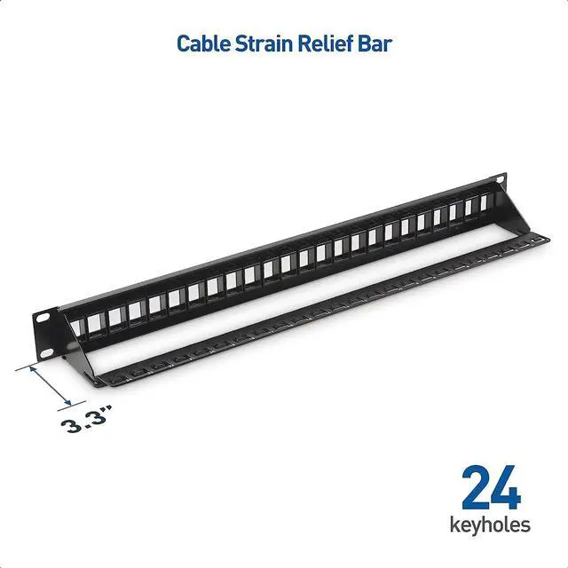 Alt view image 7 of 7 - Cable Matters Rackmount or Wall Mount 1U 24 Port Keystone Patch Panel with Cable Management and Support Bar (19-inch Blank Patch Panel for Keystone Jacks/Keystone Panel)
