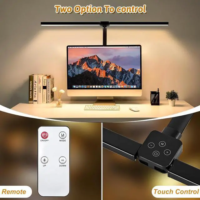 Alt view image 5 of 7 - Double Head LED Desk Lamp, Computer Desk Lamp for Home Office 24W Brightest Desk Light 5 Color Temperature and 5 Dimmable Office Lamp for Workbench Drafting Architect Reading with Clamp