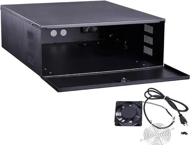 Main image of Kenuco White Heavy Duty 16 Gauge Steel DVR Security Lockbox with Fan (BK 15'' X 14.86'' X 4.96'')