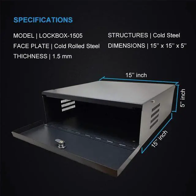 Alt view image 4 of 7 - Kenuco White Heavy Duty 16 Gauge Steel DVR Security Lockbox with Fan (BK 15'' X 14.86'' X 4.96'')
