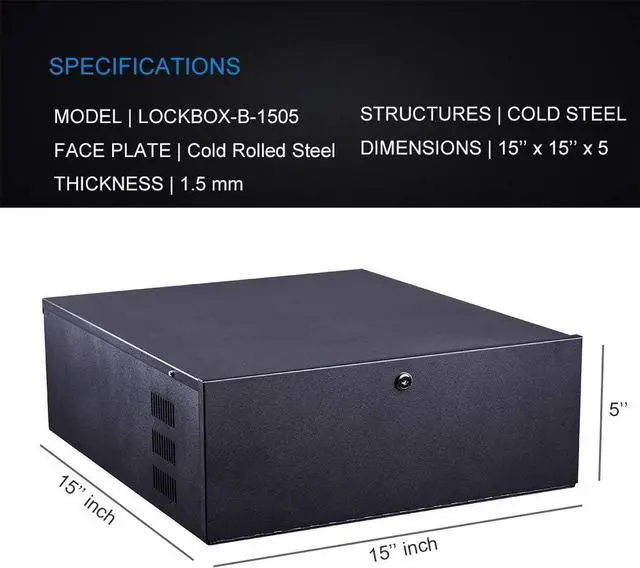 Alt view image 6 of 7 - Kenuco White Heavy Duty 16 Gauge Steel DVR Security Lockbox with Fan (BK 15'' X 14.86'' X 4.96'')