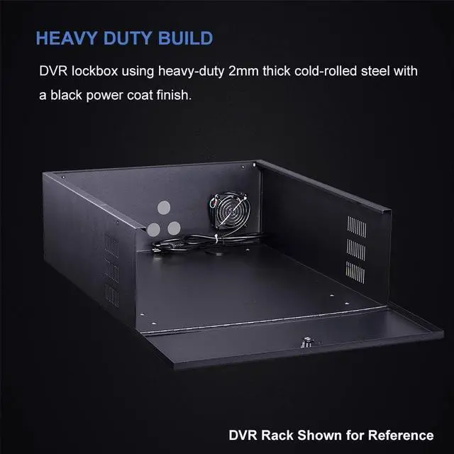 Alt view image 5 of 7 - Kenuco White Heavy Duty 16 Gauge Steel DVR Security Lockbox with Fan (BK 15'' X 14.86'' X 4.96'')