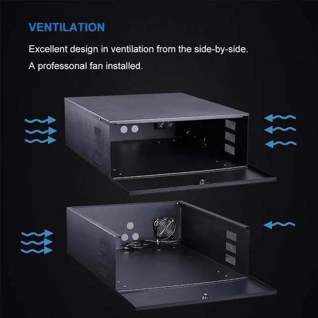 Alt view image 3 of 7 - Kenuco White Heavy Duty 16 Gauge Steel DVR Security Lockbox with Fan (BK 15'' X 14.86'' X 4.96'')