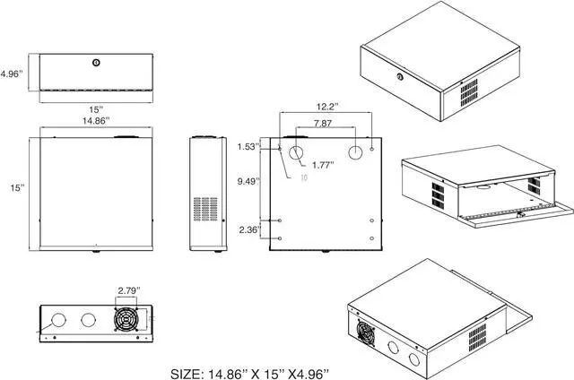 Alt view image 7 of 7 - Kenuco White Heavy Duty 16 Gauge Steel DVR Security Lockbox with Fan (BK 15'' X 14.86'' X 4.96'')