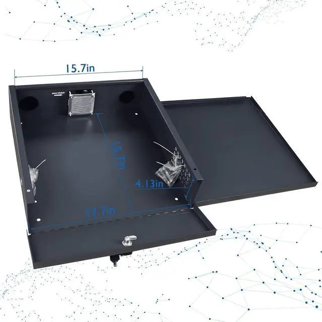 Alt view image 3 of 7 - 18in X 18in X 5in NVR/DVR Lock Box,Black 16 Gauge Heavy Duty Steel With Fan NVR Network Locking Box,Safety Lock Box For CCTV Balun