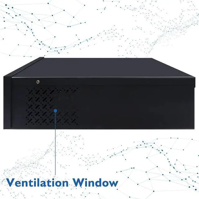 Alt view image 2 of 7 - 18in X 18in X 5in NVR/DVR Lock Box,Black 16 Gauge Heavy Duty Steel With Fan NVR Network Locking Box,Safety Lock Box For CCTV Balun