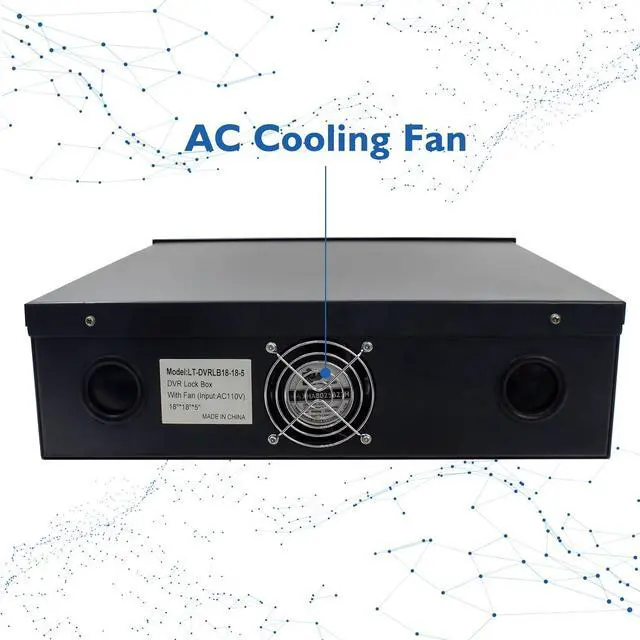 Alt view image 4 of 7 - 18in X 18in X 5in NVR/DVR Lock Box,Black 16 Gauge Heavy Duty Steel With Fan NVR Network Locking Box,Safety Lock Box For CCTV Balun
