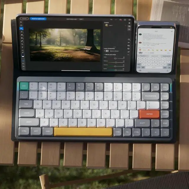 Alt view image 3 of 7 - NUPHY Air75 V2 Portable 75% Mechanical Keyboard,Wireless Keyboard,Supports Bluetooth/2.4G/USB-C RGB Bluetooth Keyboards,Compatible with Windows/Mac OS/Linux Systems- Grey - Gateron Aloe Switch