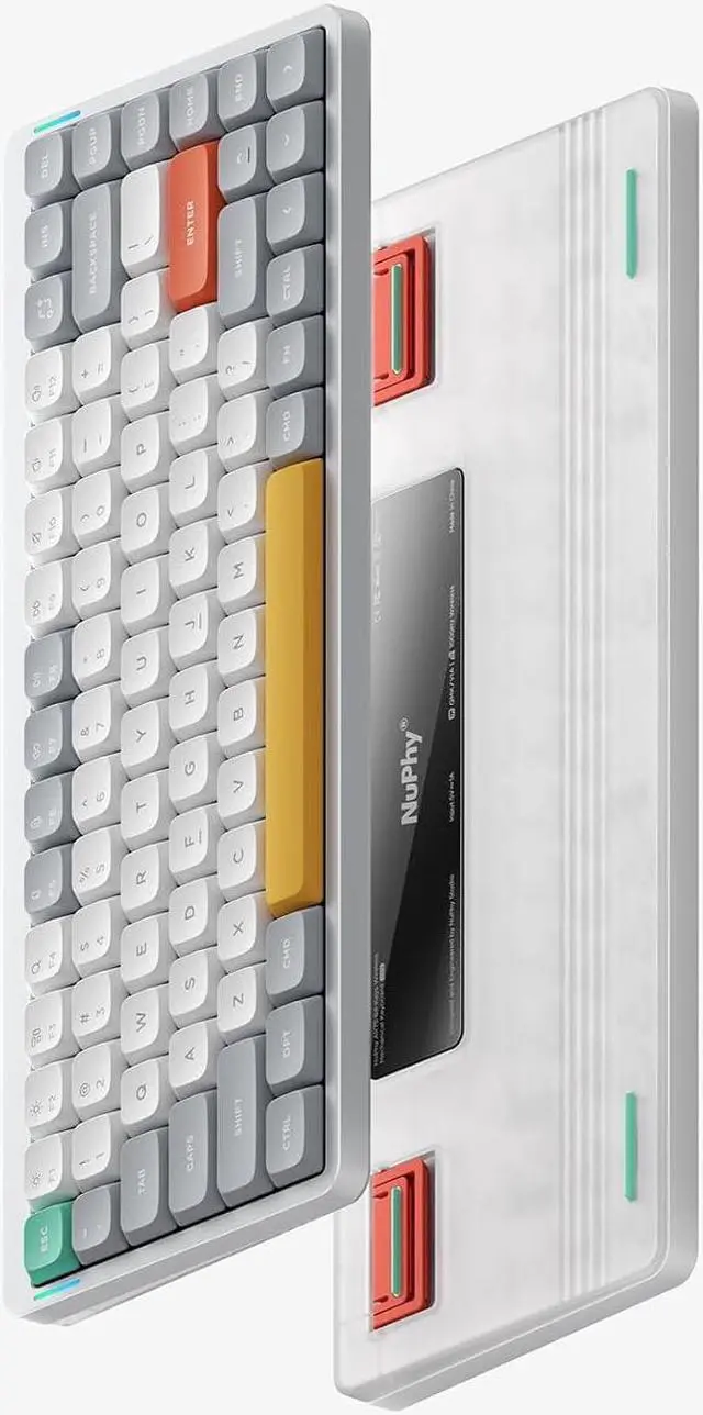 Alt view image 2 of 7 - NUPHY Air75 V2 Portable 75% Mechanical Keyboard,Wireless Keyboard,Supports Bluetooth/2.4G/USB-C RGB Bluetooth Keyboards,Compatible with Windows/Mac OS/Linux Systems- White - Gateron Orange Switch