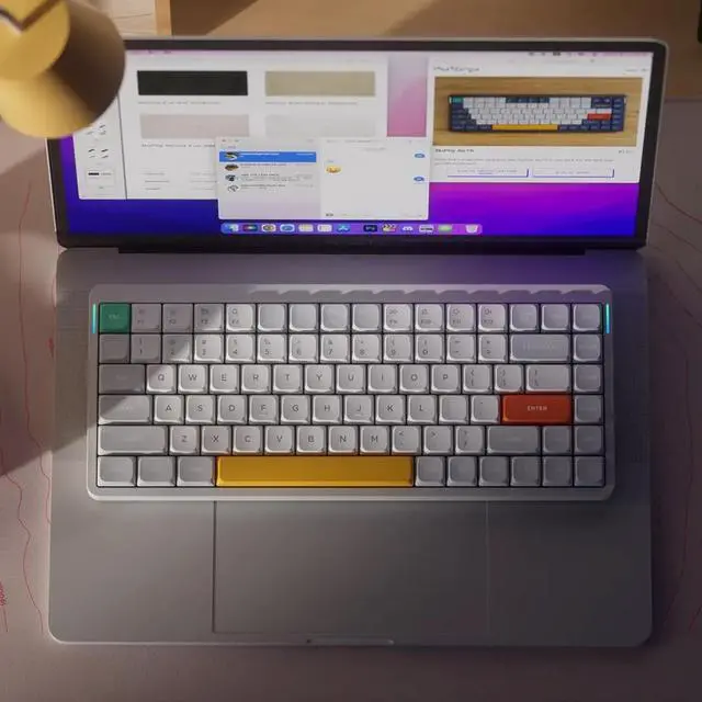Alt view image 3 of 7 - NUPHY Air75 V2 Portable 75% Mechanical Keyboard,Wireless Keyboard,Supports Bluetooth/2.4G/USB-C RGB Bluetooth Keyboards,Compatible with Windows/Mac OS/Linux Systems- White - Gateron Orange Switch