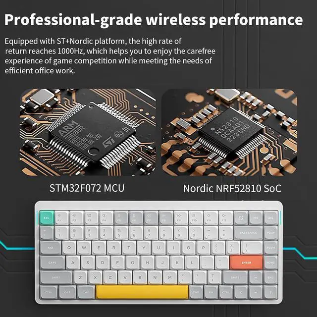 Alt view image 6 of 7 - NUPHY Air75 V2 Portable 75% Mechanical Keyboard,Wireless Keyboard,Supports Bluetooth/2.4G/USB-C RGB Bluetooth Keyboards,Compatible with Windows/Mac OS/Linux Systems- White - Gateron Orange Switch