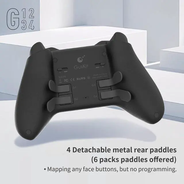 Alt view image 4 of 6 - Bluetooth Controller, 4 Back Buttons,Hall Joysticks and Triggers,Maglev/Rotor/HD Vibration,1000Hz Polling Rate for Wins,Compatible with Switch/Android/iOS/macOS/Steam Deck-Black