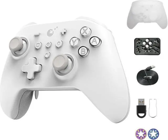 Main image of Bluetooth Controller, 4 Back Buttons,Hall Joysticks and Triggers,Maglev/Rotor/HD Vibration,1000Hz Polling Rate for Wins,Compatible with Switch/Android/iOS/macOS/Steam Deck- White