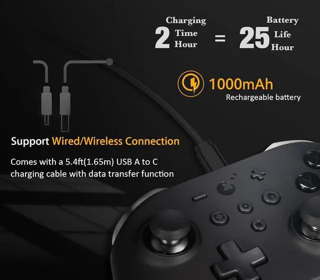 Alt view image 5 of 6 - No Stick Drift KingKong 2 Pro Wireless Controller for Switch/Switch OLED, First Bluetooth Controller with Hall Effect Sensing Joystick, No Deadzone, Auto Pilot Gaming, Motion Sense