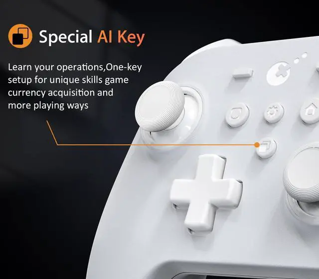 Alt view image 6 of 6 - No Stick Drift KingKong 2 Pro Wireless Controller for Switch/Switch OLED, First Bluetooth Controller with Hall Effect Sensing Joystick, No Deadzone, Auto Pilot Gaming, Motion Sense - White