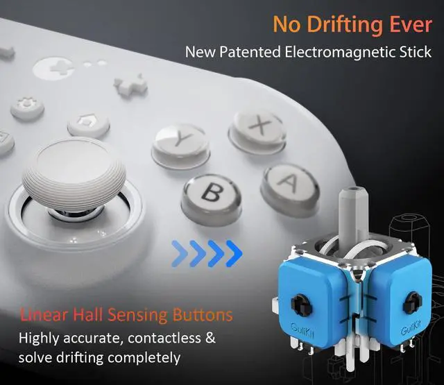 Alt view image 2 of 6 - No Stick Drift KingKong 2 Pro Wireless Controller for Switch/Switch OLED, First Bluetooth Controller with Hall Effect Sensing Joystick, No Deadzone, Auto Pilot Gaming, Motion Sense - White