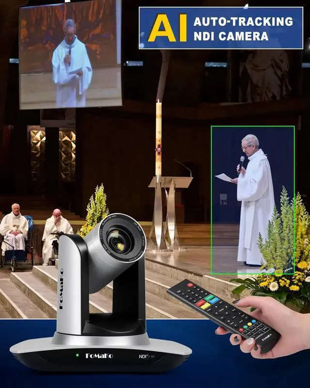 Alt view image 3 of 7 - FoMaKo NDI Camera AI Auto Tracking HDMI PTZ Camera 30x Optical Zoom IP USB3.0 HDMI PTZ Camera for Church Services Worship Education, PoE 1080P60
