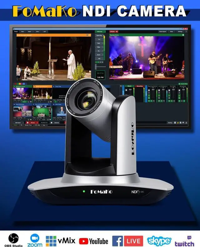 Alt view image 2 of 7 - FoMaKo NDI Camera AI Auto Tracking HDMI PTZ Camera 30x Optical Zoom IP USB3.0 HDMI PTZ Camera for Church Services Worship Education, PoE 1080P60