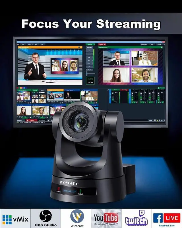 Alt view image 2 of 6 - FoMaKo PTZ Camera Bundle 20X HDMI 3G-SDI IP PoE HDMI PTZ Camera for Church Worship PTZ Controller PoE IP PTZ Camera Controller Keyboard
